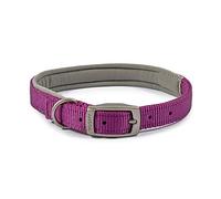Ancol Viva Padded Soft Touch Dog Collar with Satin Buckle - Adjustable Weatherproof Comfortable Pet Neckband, Purple, 34-43cm