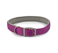 Ancol Viva Padded Soft Touch Dog Collar with Satin Buckle - Adjustable Weatherproof Comfortable Pet Neckband, Purple, 50-59cm