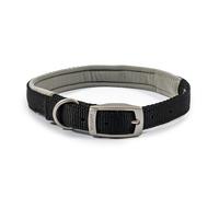 Ancol Viva Padded Soft Touch Dog Collar with Satin Buckle - Black - Adjustable Weatherproof Comfortable Pet Neckband - 55-63cm Size 8
