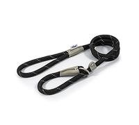 Ancol Viva Reflective Dog Slip Lead in Black - Adjustable Rope Comfortable 100% Recycled Softweave Pet Accessory - Puppy Walking Leash - 1.5m x 12mm