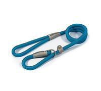 Ancol Viva Reflective Rope and Leather Slip Dog Lead - Blue - Lightweight Weatherproof Durable Puppy Training Accessory - 1.5m x 12mm