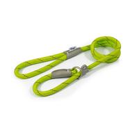 Ancol Viva Reflective Rope and Leather Slip Dog Lead - Lime - Lightwei