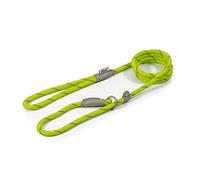 Ancol Viva Reflective Rope and Leather Slip Dog Lead - Lime - Lightweight Weatherproof Durable Puppy Training Accessory - 1.2m x 10mm
