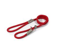 Ancol Viva Reflective Rope and Leather Slip Dog Lead - Red - Lightweight Weatherproof Durable Puppy Training Accessory - 1.2m x 10mm