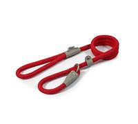 Ancol Viva Reflective Rope and Leather Slip Dog Lead - Red - Lightweight Weatherproof Durable Puppy Training Accessory - 1.2m x 12mm