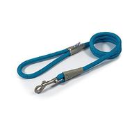 Ancol Viva Reflective Rope and Leather Snap Dog Lead - Blue - Durable Weatherproof Poly Weave Puppy Walking Accessory - 1.07m x 10mm