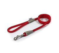Ancol Viva Reflective Rope and Leather Snap Dog Lead - Red - Durable Weatherproof Poly Weave Puppy Walking Accessory - 1.07m x 12mm