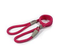 Ancol Rope Slip Lead for Dogs Viva - Reflective Real Leather - 1.2cm x 120cm - Pink