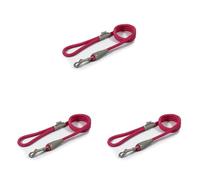 Ancol Viva Reflective Rope and Real Leather Snap Lead, 107 x 1.0 cm, Pink (Pack of 3)