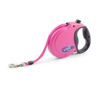 Ancol Viva Retractable Tape Lead - Raspberry - 5m - Medium (30kg)