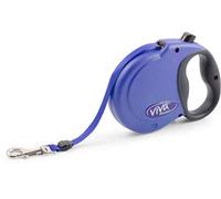 Ancol Viva Retractable Tape Dog Lead with Soft Grip Handle - Blue - 5m Extendable One Button Brake Mechanism Pet Walking Accessory - Medium