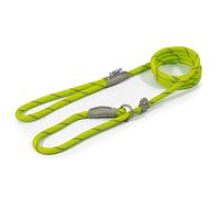 Ancol Viva Reflective Rope and Leather Slip Dog Lead - Lime - Lightweight Weatherproof Durable Puppy Training Accessory - 1.2m x 12mm