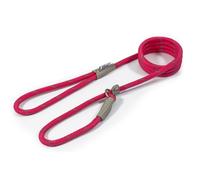 Ancol Viva Reflective Rope and Leather Slip Dog Lead - Pink - Lightweight Weatherproof Durable Puppy Training Accessory - 1.5m x 8mm