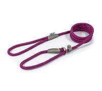 Ancol Viva Reflective Rope and Leather Slip Dog Lead - Purple - Lightweight Weatherproof Durable Puppy Training Accessory - 1.2m x 12mm