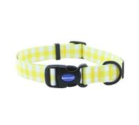 Ancol Yellow Check Patterned Round Dog Collar Secure Fit Soft Comfortable Stylish Pet Puppy Leash Large