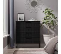 Welcome Furniture Ltd Fluted 4 Drawer Chest in Black Ash - Ready Assembled, Black