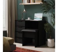 Ancona Matt Black Ash 4 Drawer Non-Extendable Dressing Table (H)759mm (W)970mm (D)392mm