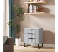 Welcome Furniture Ltd Fluted 3 Drawer Midi Chest in Denim Blue - Ready Assembled, Blue