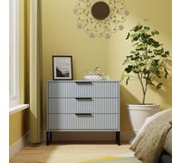 Welcome Furniture Ltd Fluted 3 Drawer Chest in Denim Blue - Ready Assembled, Blue