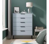 Welcome Furniture Ltd Fluted 5 Drawer Chest in Denim Blue - Ready Assembled, Blue