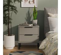 Welcome Furniture Ltd Fluted 2 Drawer Compact Bedside Cabinet in Dusk Grey - Ready Assembled, Grey