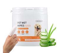 ANCONOVA Pet Teeth Cleaning Wipes, Finger Toothbrush for Dogs & Cats Bad Breath Eliminator Removing Plaque and Tartar Buildup No-Rinse Disposable Gentle Cleaning & Gum Care Pet Wipes 55 PCs