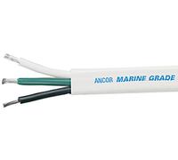 Ancor 130905 Marine Grade Electrical Duplex Tinned Boat Cable - 8 AWG, Triplex, Flat Cable, Black/Green/White, 50 Feet