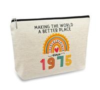 ancpeany 50th Birthday Gifts for Women Her, Waterproof Makeup Bags, Cosmetic Travel Bag for Christmas, 1975, 1975