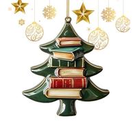 Ancsttu Book Ornament - Christmas Pendant 2d Tree Book Ornaments | Home Decorations Charm for Bookshelf Bedroom Door Window Library Mantle Yard Holiday Garden Patio Outdoor
