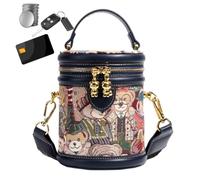Ancsttu Bucket Bags for Women PU Leather Adjustable Retro Bear Small Pouch