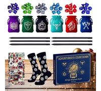Ancsttu Dice Calendar, 24 Days Countdown Toys, Pencils Polyhedral Dice Necklaces Socks Pouches for Teens Adults School Classroom Home Holiday Party