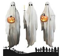 Ancsttu Ghost Window Decal, 3 Sheets Ghost Holding Candle Pumpkin Clings Decorations, Reusable Sticker Extra Large Glass Decor for Home School Office Wall Door Window Party Halloween Kids