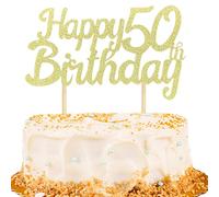 ANCTEY 3 Packs Gold Glitter 50th Birthday Cake Toppers 50 Cake Topper Happy 50th Birthday Cake Toppers 50th Cake Topper for 50th Happy Half Life Birthday Party Decoration Supplies