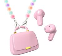 ANCwear Ear Buds,Bluetooth 5.3 In-Ear headphones,13mm Drivers deliver Premium Sound Earphones,22H Playtime True wireless Earbuds with Unique Mini HandBag Charging Case (Pink/Rainbow)