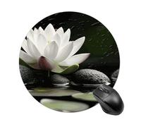 and Black Zen Stones Round Mouse Pad 7.8 Inch, Portable Gaming Mouse Mat with Non-Slip Rubber Base & Smooth Surface, Waterproof Mousepad for PC, Laptop, Computer, Office, Home