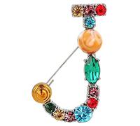 And Brooch Nice Turquoise Colored Letter Color Button for Crafts (F, One Size)