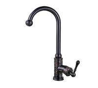 and Carved Faucet 360°Rotating Sink Water Tap Copper Antique Kitchen Hot and Cold Water Faucet Bathroom Sink Mixing Faucet Deck Installation Home Improvement Mixer Tap Ve (B)