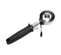 and Dishwasher Safe Stainless Steel Ice Cream Scoop with Comfortable Handle for Scooping Ice Cream, Fruits, Cookies, and Dough with Perfect Portion Control (Black)