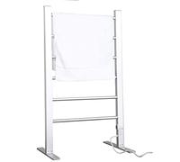 and Drying Rack, Silver Aluminum Alloy Heated Towel Rack for Bathroom, 2-in-1 Freestanding & Wall Mounted Smart Heated Towel Rail with 6 Bars, 100W