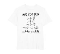 and God Said and There was Light Maxwell Equations Physics T-Shirt, Men's Big and Tall, White, 5X Tall