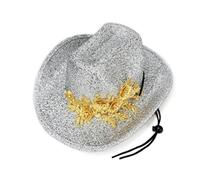 And Hat Men Floral Accessories Cowboy Hat Disco Style Bowler For Stage Performance America Needs Farmers (Silver, One Size)