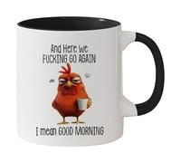 and Here We F Cking Go Again I Mean Good Morning Mug, Sarcastic Coffee Mugs, Funny Coffee Cups for Adults, White Ceramic Cup for Women Men Coworkers