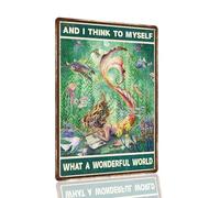 And I Think To Myself Sign - Mermaid Gifts For Women - Swimming Wall Art Bathroom Office Decor Gifts For Women Teens Adult 8 * 12inches