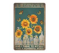 And I Think To Myself What A Wonderful World Vintage Wall Decor, Retro Funny Hippie Art Decoration Tin Sign for Home Bar Bar Cafe Farm Room Metal Poster Boho Decor Gift for Woman 6x8 In