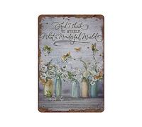 And I Think What A Wonderful World Butterfly Vintage Tin Sign Motivational Quote Metal Tin Sign Flowers Wall Art Butterflies Wall Decor Music Decor For Home Bedroom Garden Farmhouse Decor 12x8 Inch