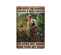 and Into The Garden I Go to Lose My Mind Poster Gardening Poster Wine Lovers Poster Vintage Poster Home Decor Garden Wall Art Novelty Retro Vintage Auto License Plate Tin Sign 8"x12"