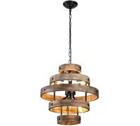 and Metal Antique Chandelier - Retro Indoor Wooden Chandelier Fixture - Farmhouse Pendant Light,Wall lamp
