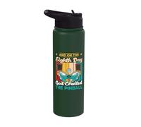 and on The Eighth Day God Created The Pinball Stainless Steel Insulated Water Bottle