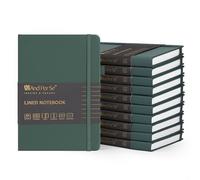 &And Per Se 10-Pack Lined Notebooks, A5 Hardcover, 160 Pages 100gsm Thick Paper, Office Supply Bulk Order, Corporate New Hire Kits, Breakroom Essentials - College Ruled, 10 Units (Green)