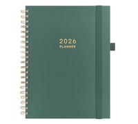 And Per Se 2026 Planner, A4 Size-Daily, Weekly & 18-Monthly Leather Hardcover Planner, Daily Schedule, Monthly Tabs, 100 GSM Thick Paper(Green)